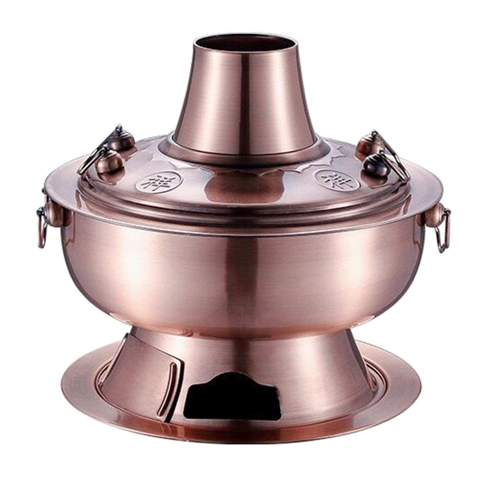 NGDFGR Beijing Copper Hot Pot,Chinese Style Hot Pot,Pure Copper Hot Pot,Chinese Tranditional Hotpot,Vintage Copper Hot Pot Shabu Shabu Hot Pot Pan,Red Copper-36cm
