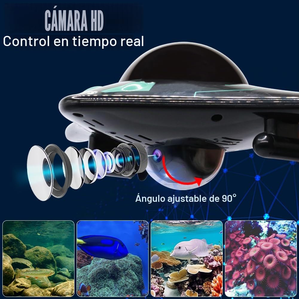 OBEST Barco teledirigido con cámara HD ajustable de 90°, juguete acuático operado por app, luces LED, nave espacial de agua rápida, adecuado para piscinas al aire libre