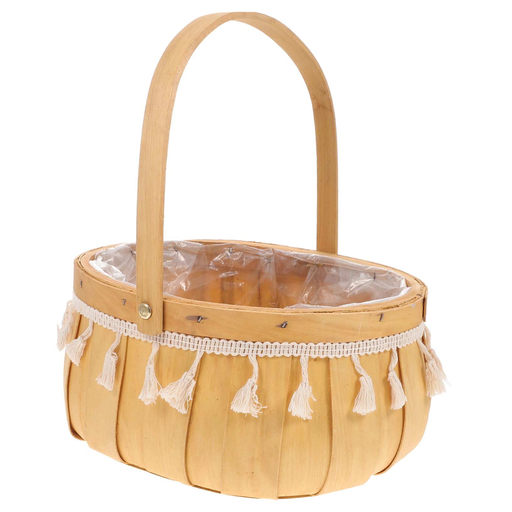 CAXUSD 1pc Small Woven Flower Basket Lace Edge Portable Storage Container for Home Decor Organizing and Flower Arrangements Decorative Basket for Sundries