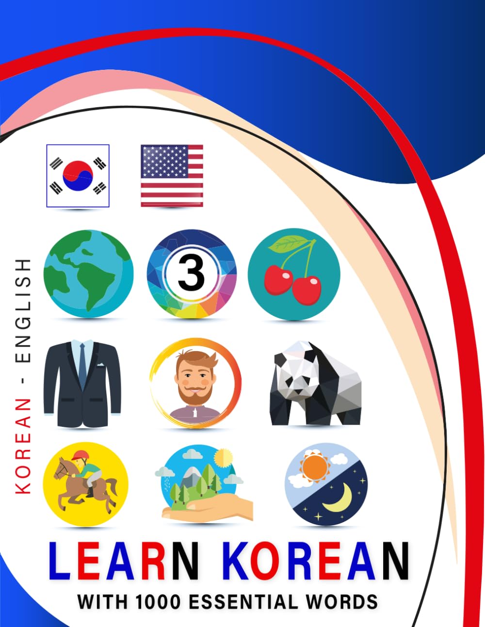 Learn Korean with 1000 Essential Words: Bilingual Korean - English Language Learning Book for Kids & Adults with Essential Vocabulary