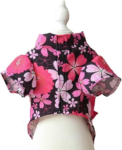 Miniatura 2 de Kimono japonés para niña, disfraz floral de Halloween para mascotas, vestido de perro con lazo para perro pequeño, extra pequeño, perro salchicha de