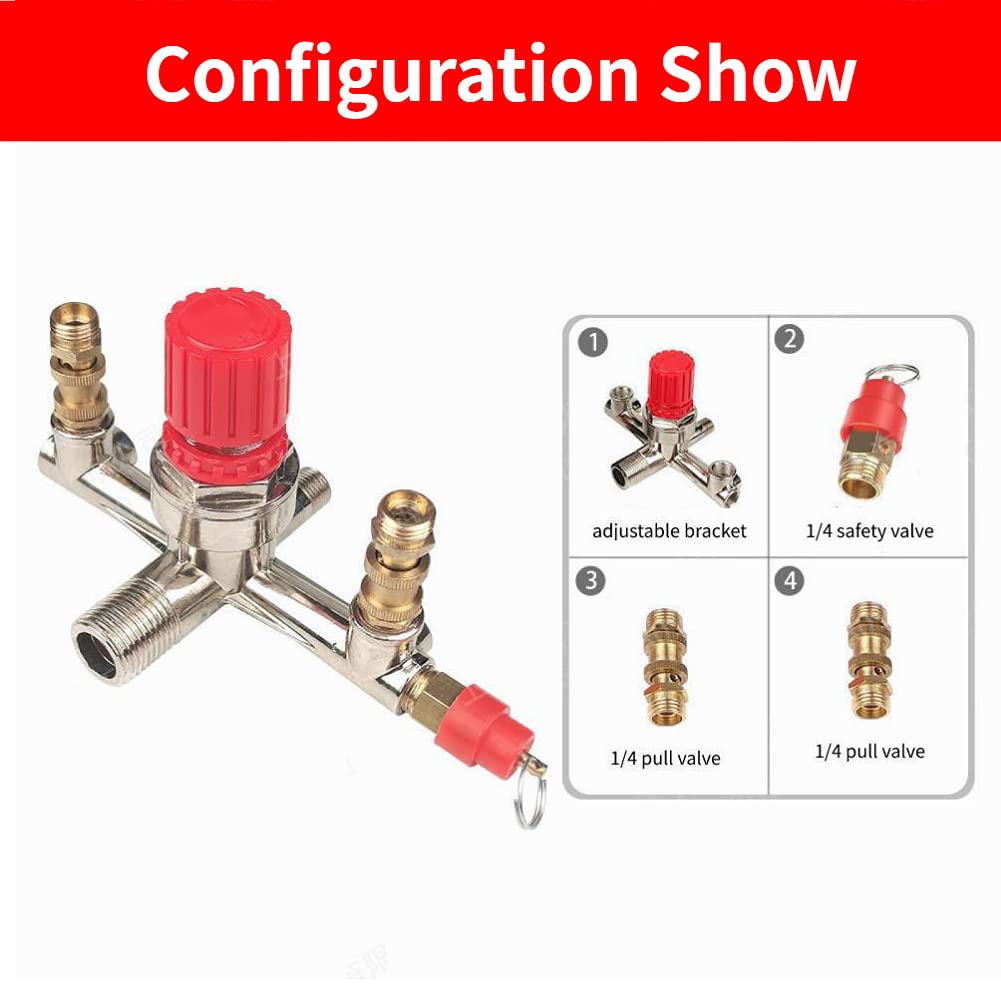 PETiB Air Compressor Regulator Valve – Double Outlet Tube, Piston Seal With V-Ring, Zinc Alloy, 30% Higher Flow Than Diaphragm, Fast Decompression, Pressure Regulation