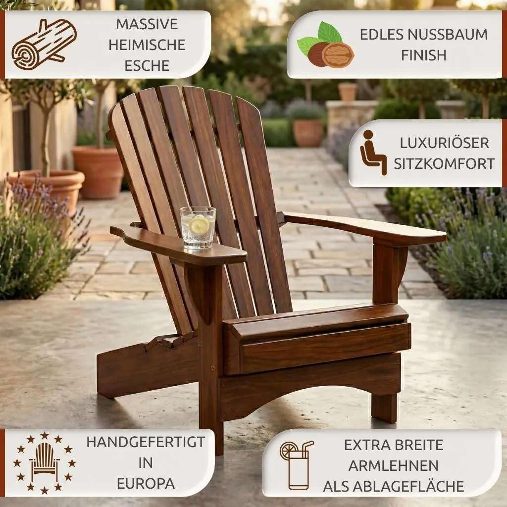 Original Dream-Chairs since 2007 Silla Adirondack Comfort de Luxe en nogal noble