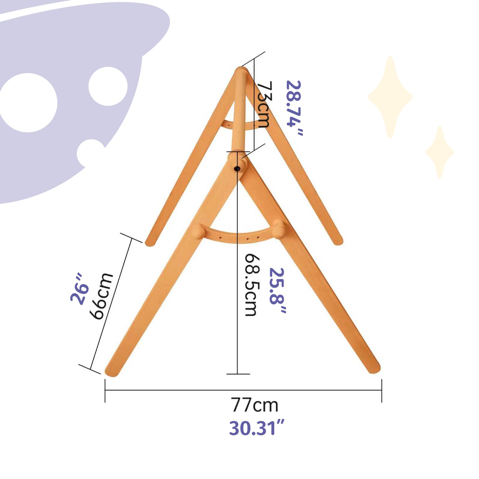 Montessori Baby Spielbogen Holz, 2-in-1 Spieltrapez & Kinderkleiderständer aus Buchenholz, stabiles Fitness-Frame für Neugeborene, Natur