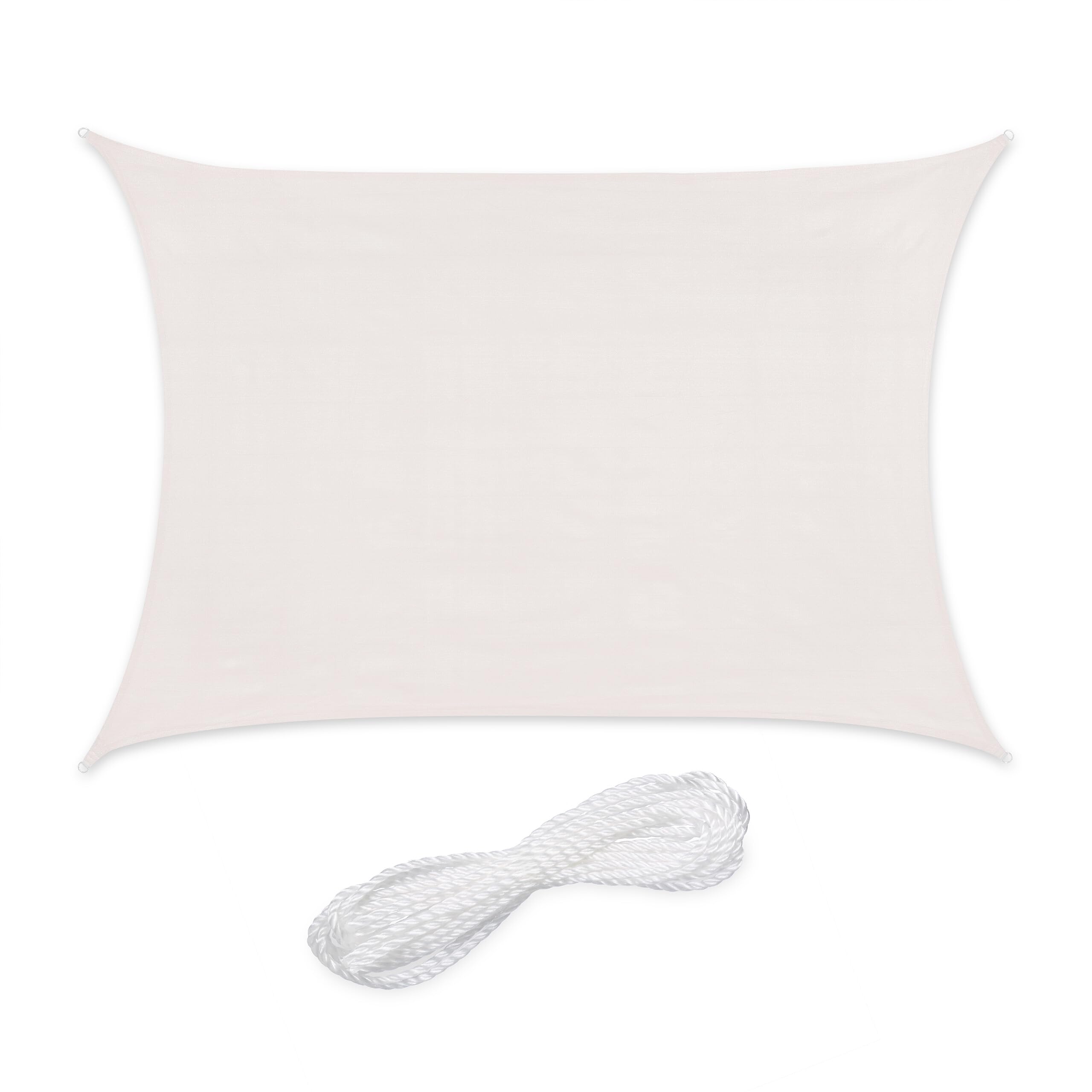 Relaxdays Tenda a Vela Parasole, in Tessuto HDPE Anti-UV, Corde di Supporto, Ombra Balcone e Giardino, 2x4 m, Bianco