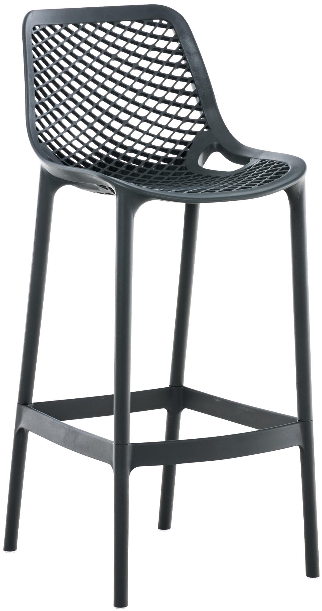 CLP Tabouret Haut Jardin résistant Air, Chaise de Jardin avec Dossier, Tabouret comptoir résistant aux UV en Plastique Facile à Entretenir | Couleur Gris foncé