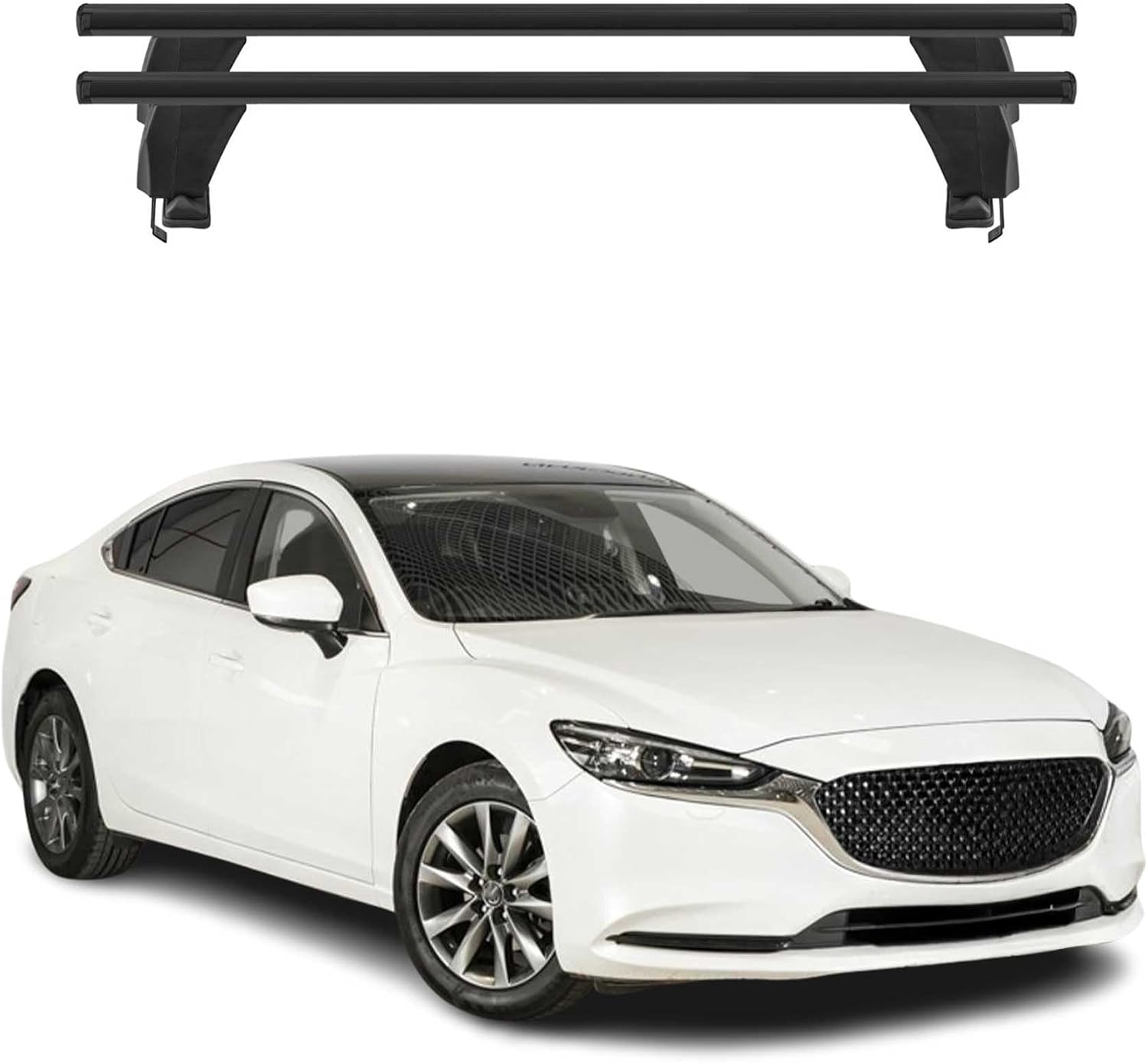 OMAC Roof Rack Cross Bars for Mazda 6 2018-2021 Lockable 110Lbs Aluminium Black 2Pcs fits Cargo Carriers Kayak Canoe Bike Snowboard