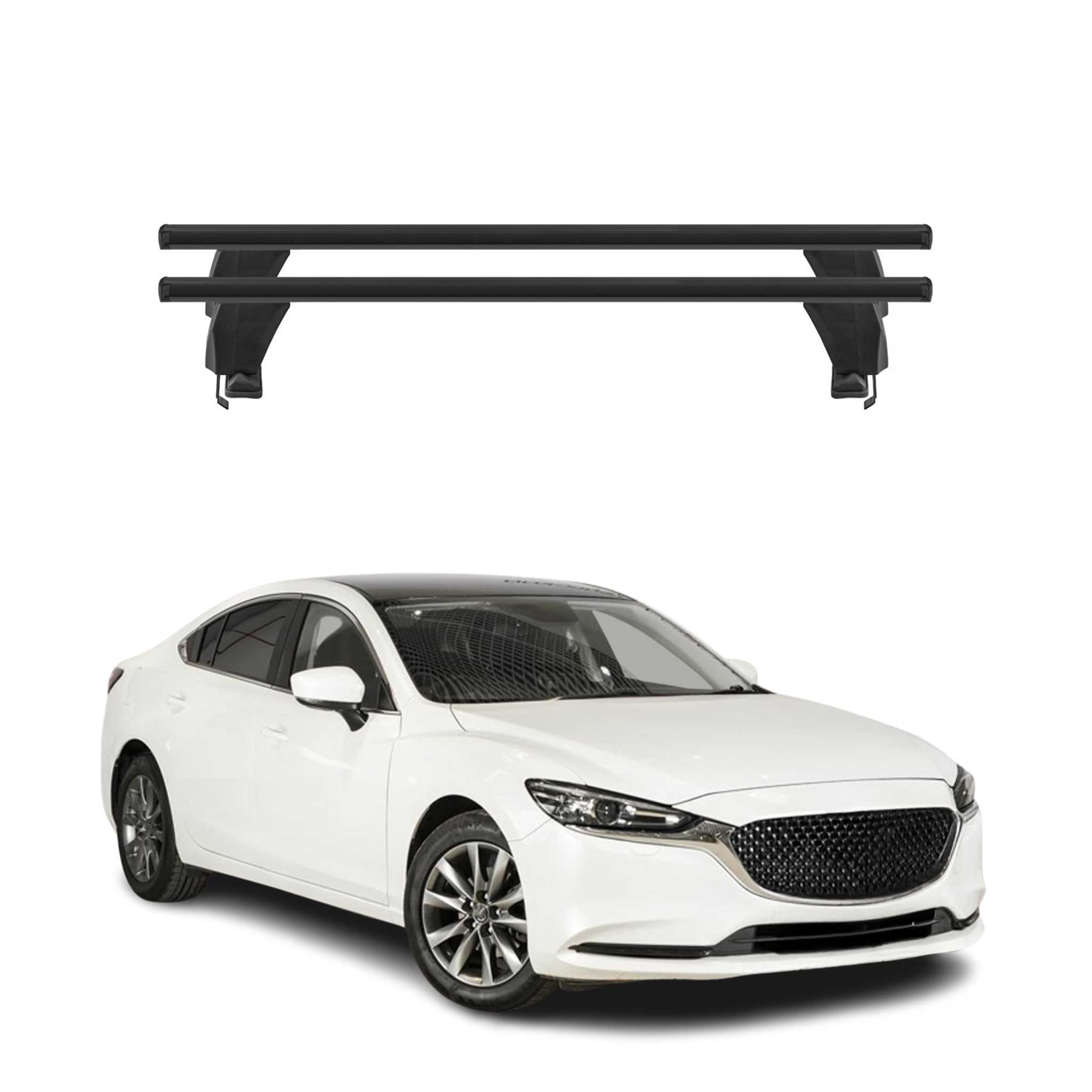 Menabo Barres de Toit Transversales pour Mazda 6 SD 2017-2025 Noir 2X