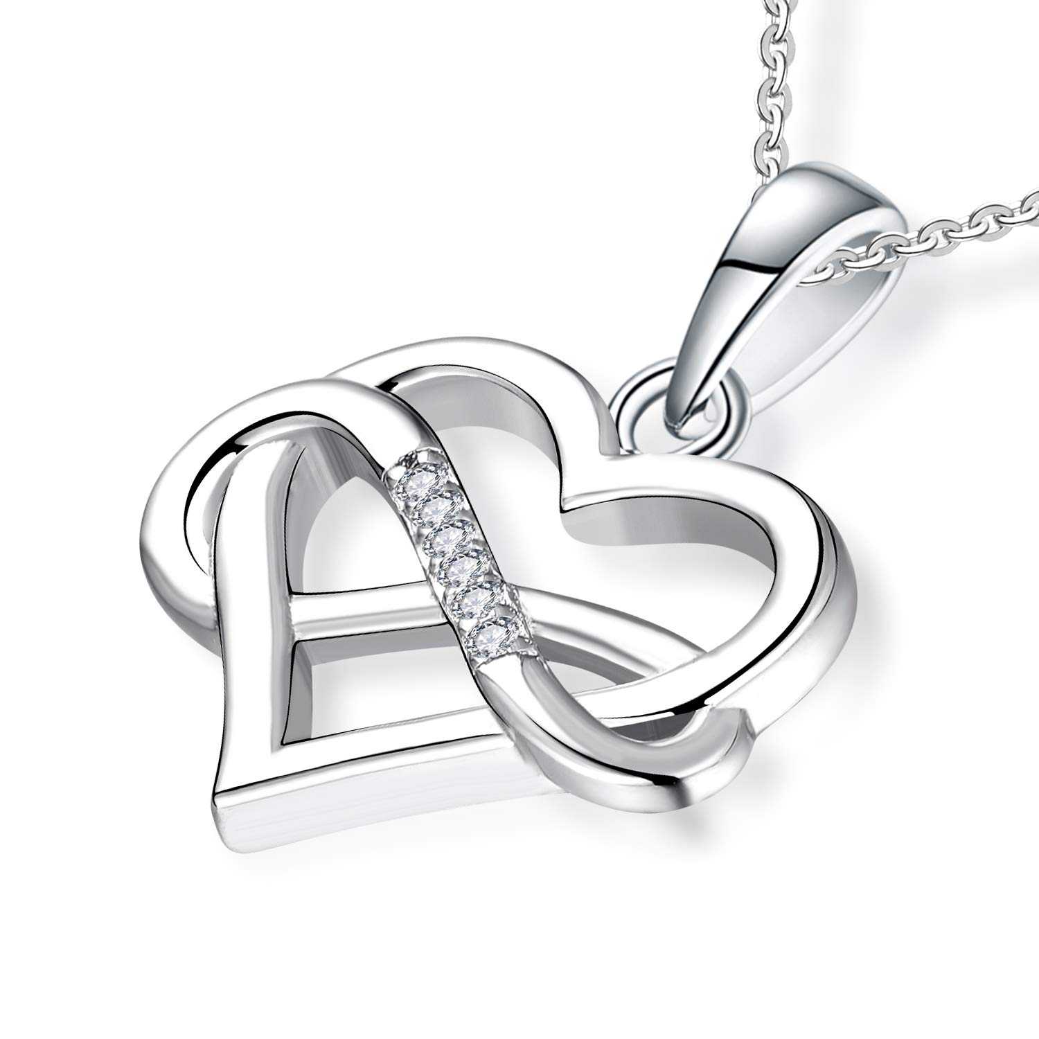 JO WISDOM Damen Kette Unendliches Herz Silber 925,Halskette Anhänger mit 3A Zirkonia,Schmuck für Frauen