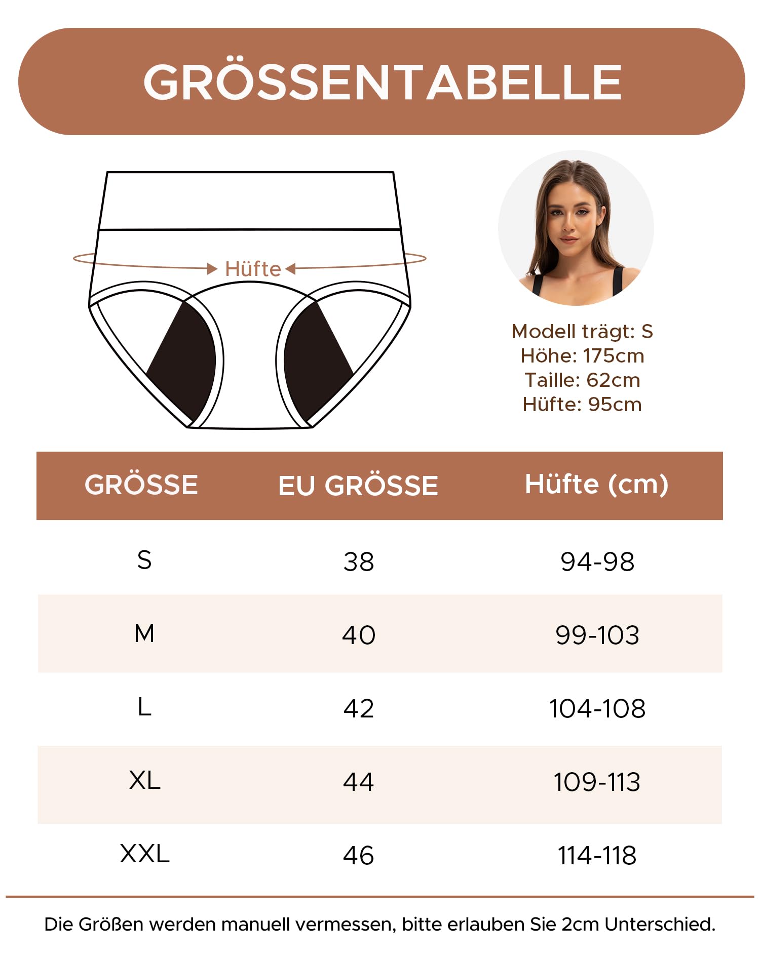 INNERSY Periodenunterschwäsche Starke Blutung High Waist Menstruationsunterwäsche Baumwolle 3er Pack