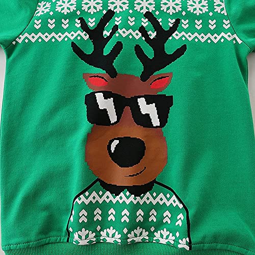 Toddler Boys Sweatshirts Christmas Kids Santa Reindeer Long Sleeve Tops Shirt 2-7T4