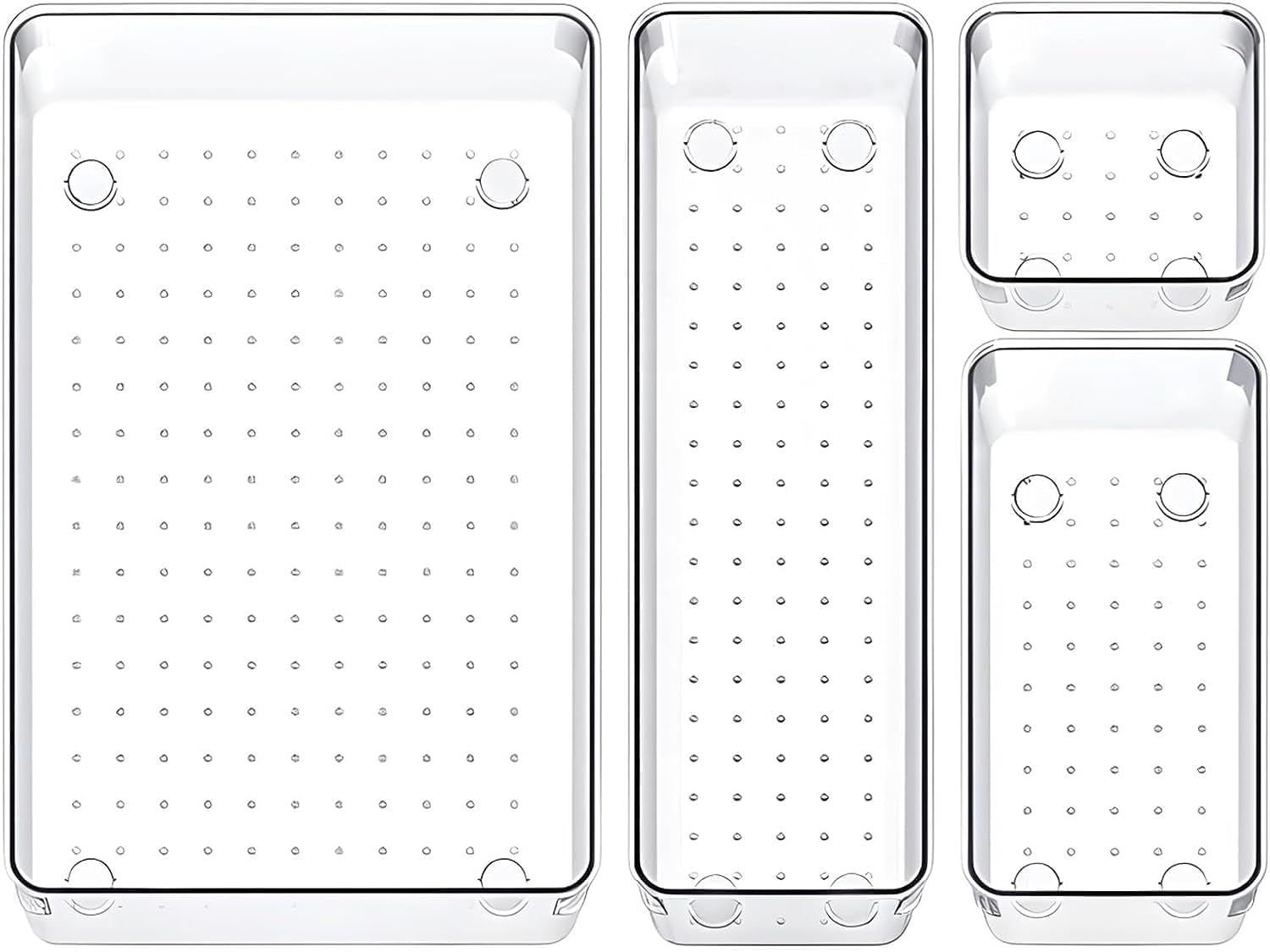 Kepzell 4 Pcs Different Size Desk Drawer Organizer Trays Storage Tray for Makeup, Jewelries, Utensils in Bedroom Dresser, Office and Kitchen (4 Pcs Drawer (Model-2))