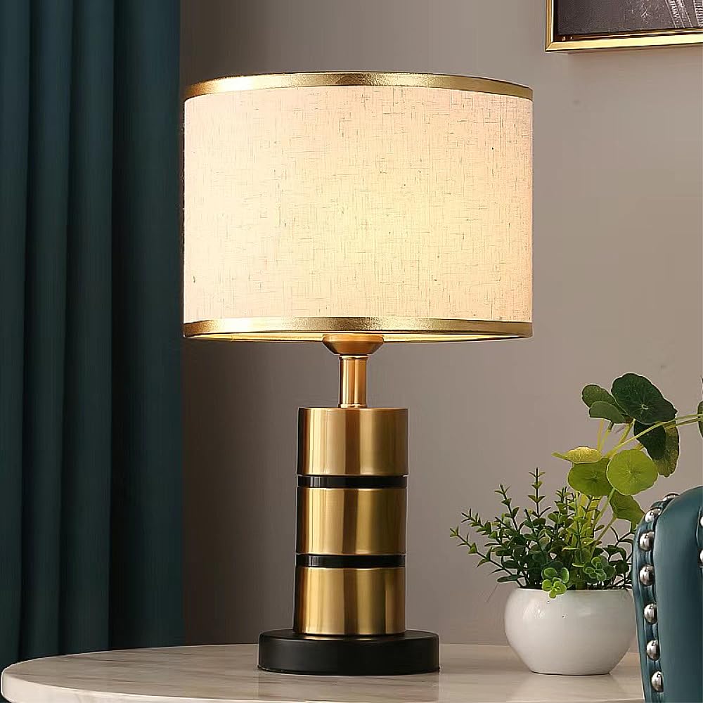 XINYASEE Lámpara de mesa de interior, lámpara de noche, portalámparas E27, adecuada para lámpara decorativa de interior/sala de estar o dormitorio, diámetro 25 cm, altura 34,5 cm (Lino)