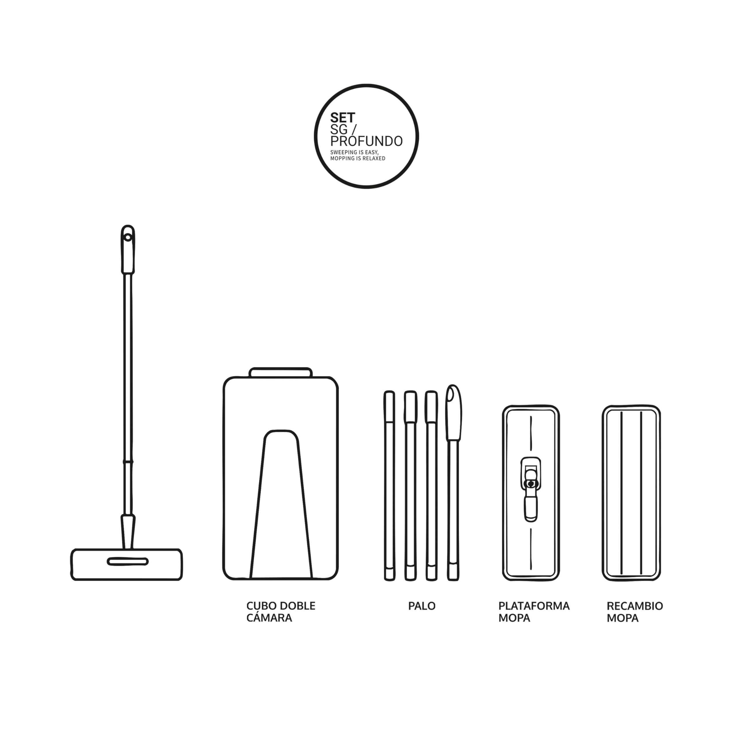 Pamex - Mopa Microfibra Set SG-Profundo Cubo Doble Cámara Independiente Lavado y Secado Higiénico