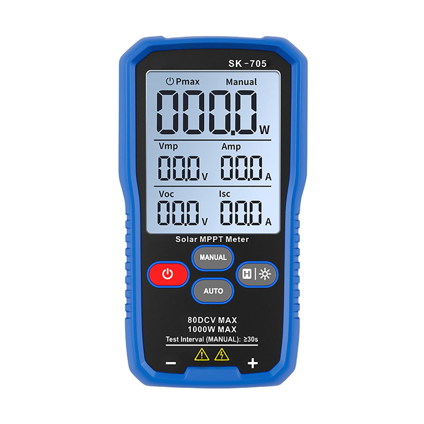 Eujgoov Tester Mocy Panelu Słonecznego Przenośny Tester Fotowoltaiczny z Wyświetlaczem 3,2 Cala, 1000 W, 80 V, 35 A, Wielostykowym 4 Haczykiem do Zawieszania Przewodów Pomiarowych dla Techników