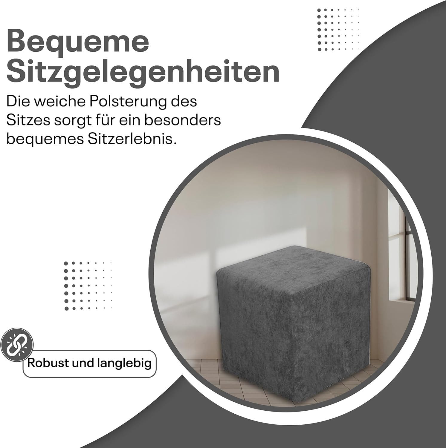 pouf a cubo, poggiapiedi, 40 x 40 x 40 cm, diversi colori (antracite)