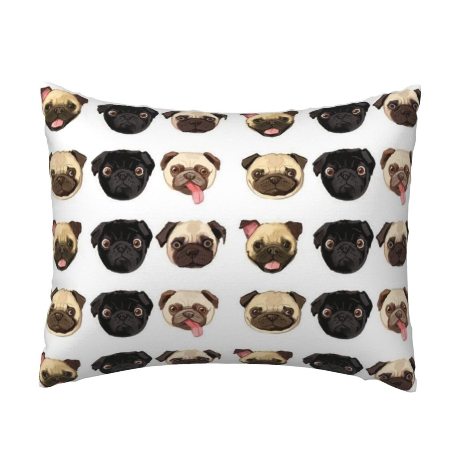 WSHFFILO Black Yellow Pug printed Pillow Case 20x26in Decorative pillowcase Throw Pillow Cover