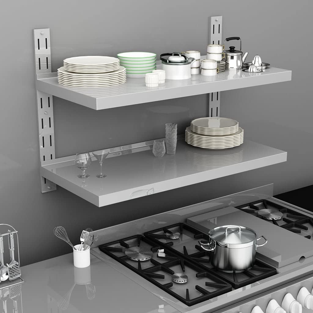 Étagère murale charge lourde 40 kg en inox pour stopper le désordre de la cuisine