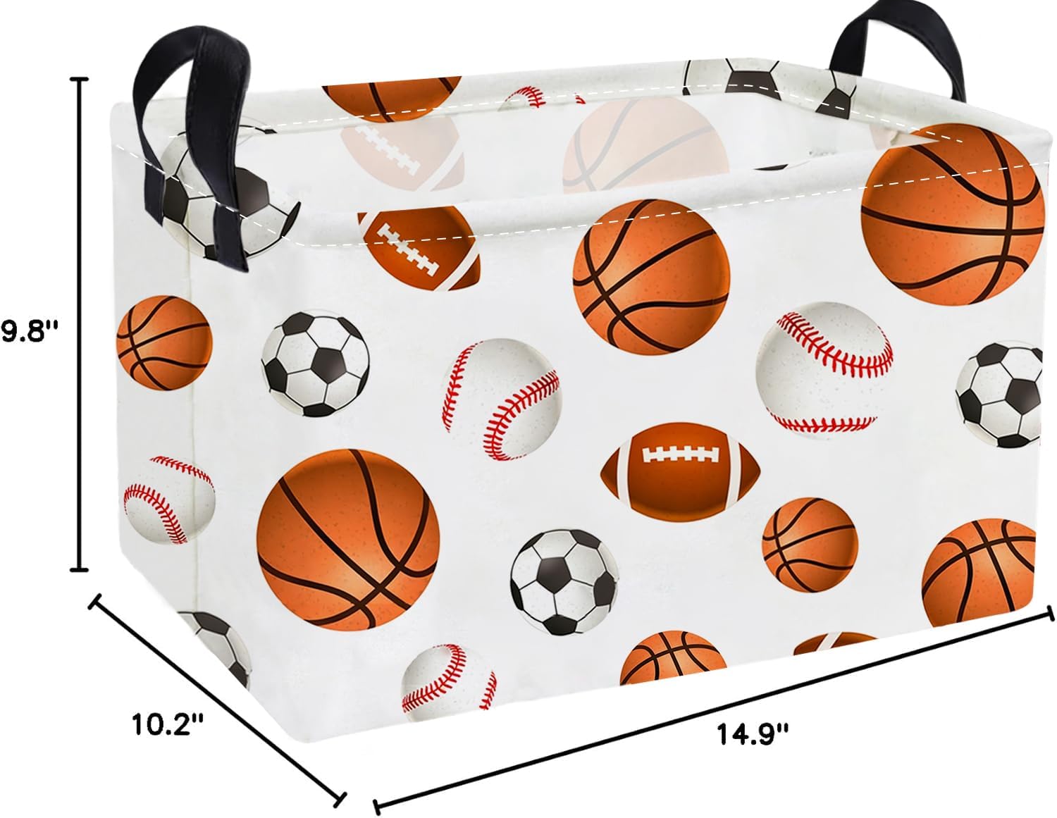 Essme Rectangular Kids Baskets,Ball Storage Box,Cute Basket for Kids with Handles for Room Decor, Book Bins,Shelf Basket.（Ball