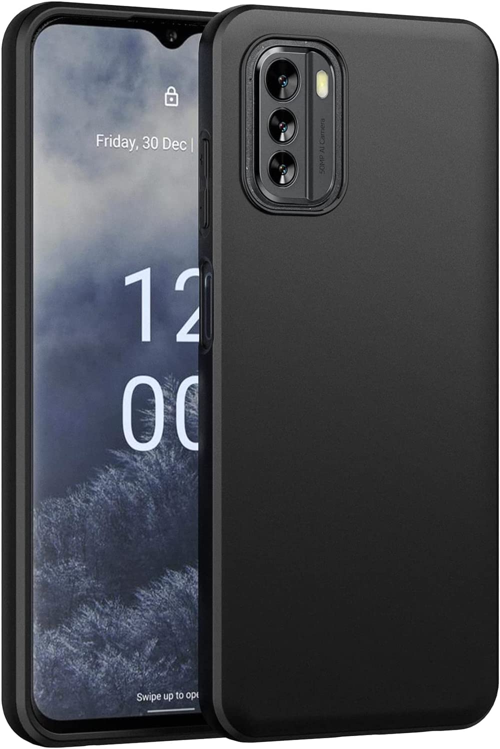 Case for Nokia G60 5G Phone Case TPU Soft Silicone Cover, Shockproof Silicone Phone Case with Microfiber Lining（Black）