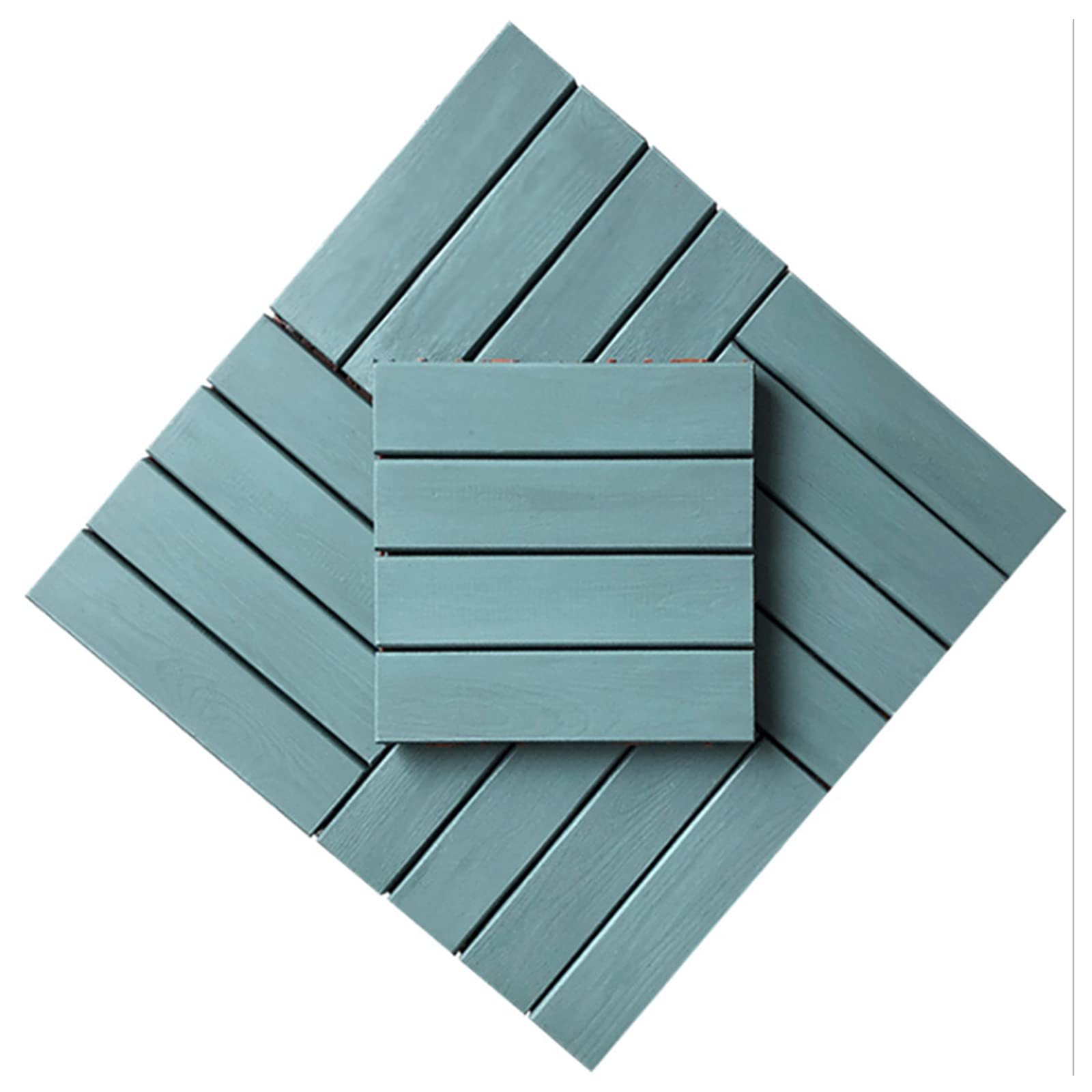 sunyu5 Pieces Blue Flooring Tiles, Wooden Interlocking Patio Tiles - for Indoor or Outdoor Hardwood Boards - 300 * 300 * 32mm - Easy Install
