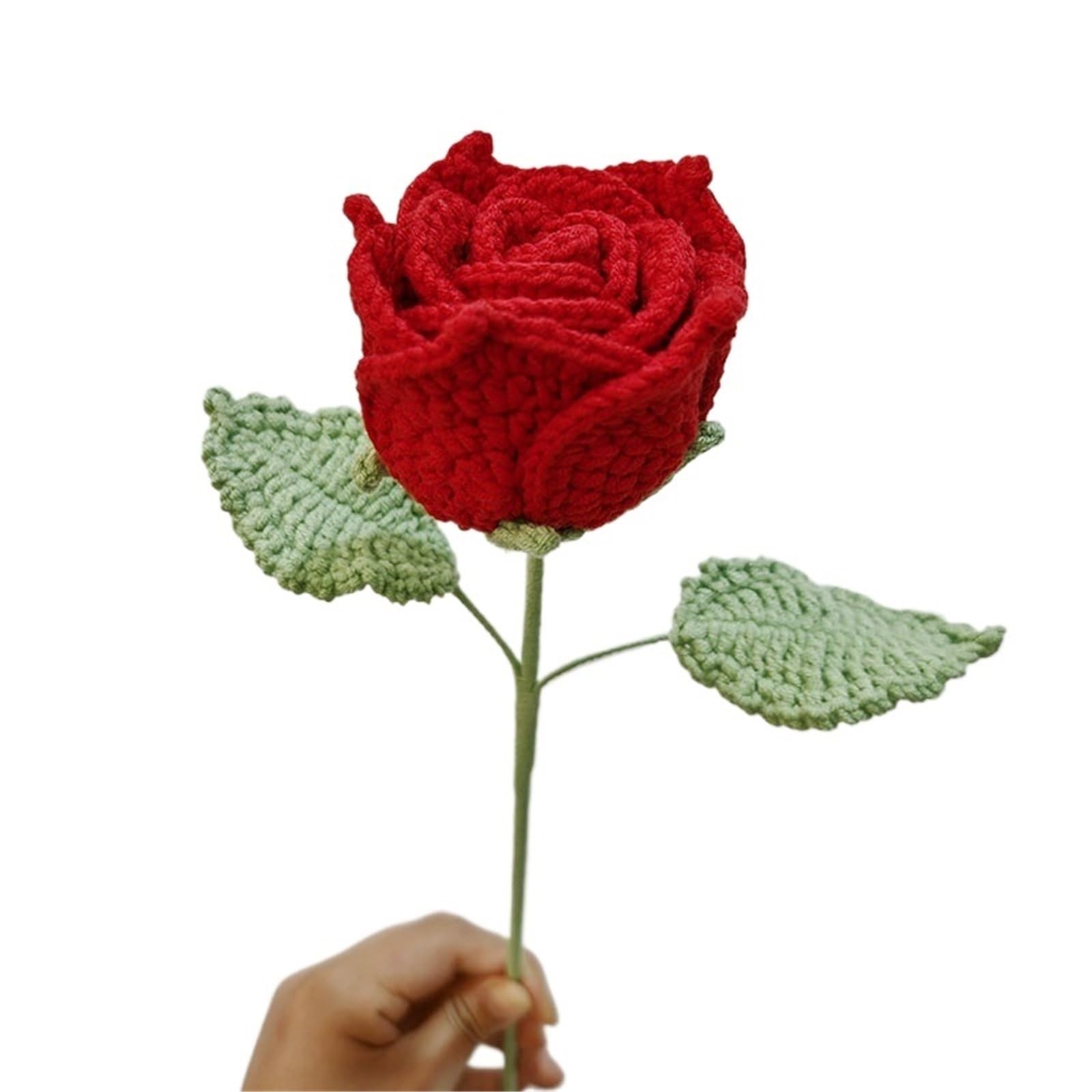 ZHSOAO Rose Crocheted Flowers For Weddings Decorations Home Decor Crochet Bouquet for Weddings Birthdays(Color5)