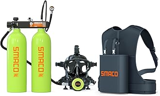 SMACO Mini Scuba Tank 4L Scuba Diving Tank (Assembled by Two 2L Cylinders) for Shallow Water Diving Support 30-45 Minutes Breath Portable Scuba Tank Kit for Diving Entertainment