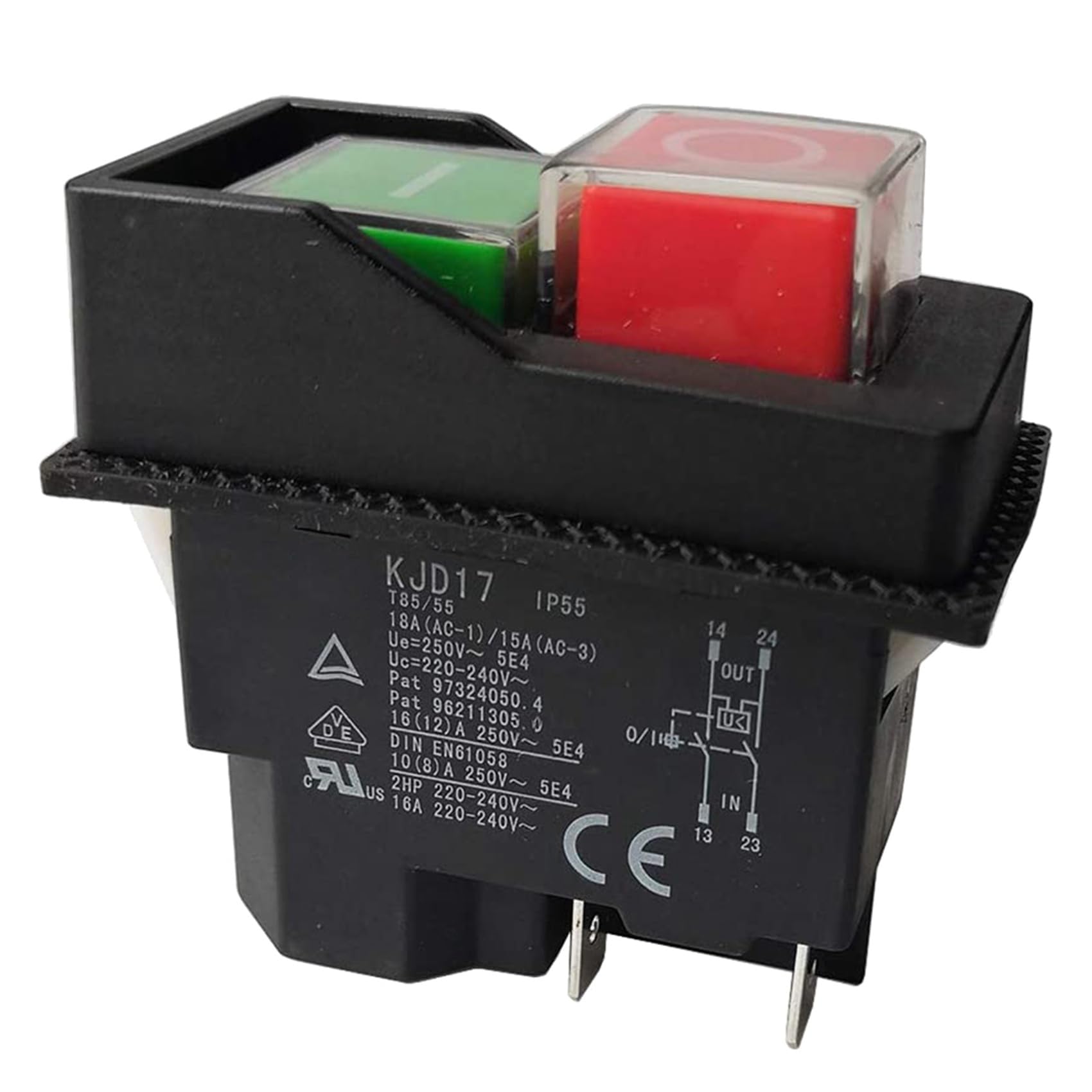 4X Interruptores Electromagnéticos Interruptores Pulsadores para Herramientas de Jardín KJD17 220V Terminales de 4