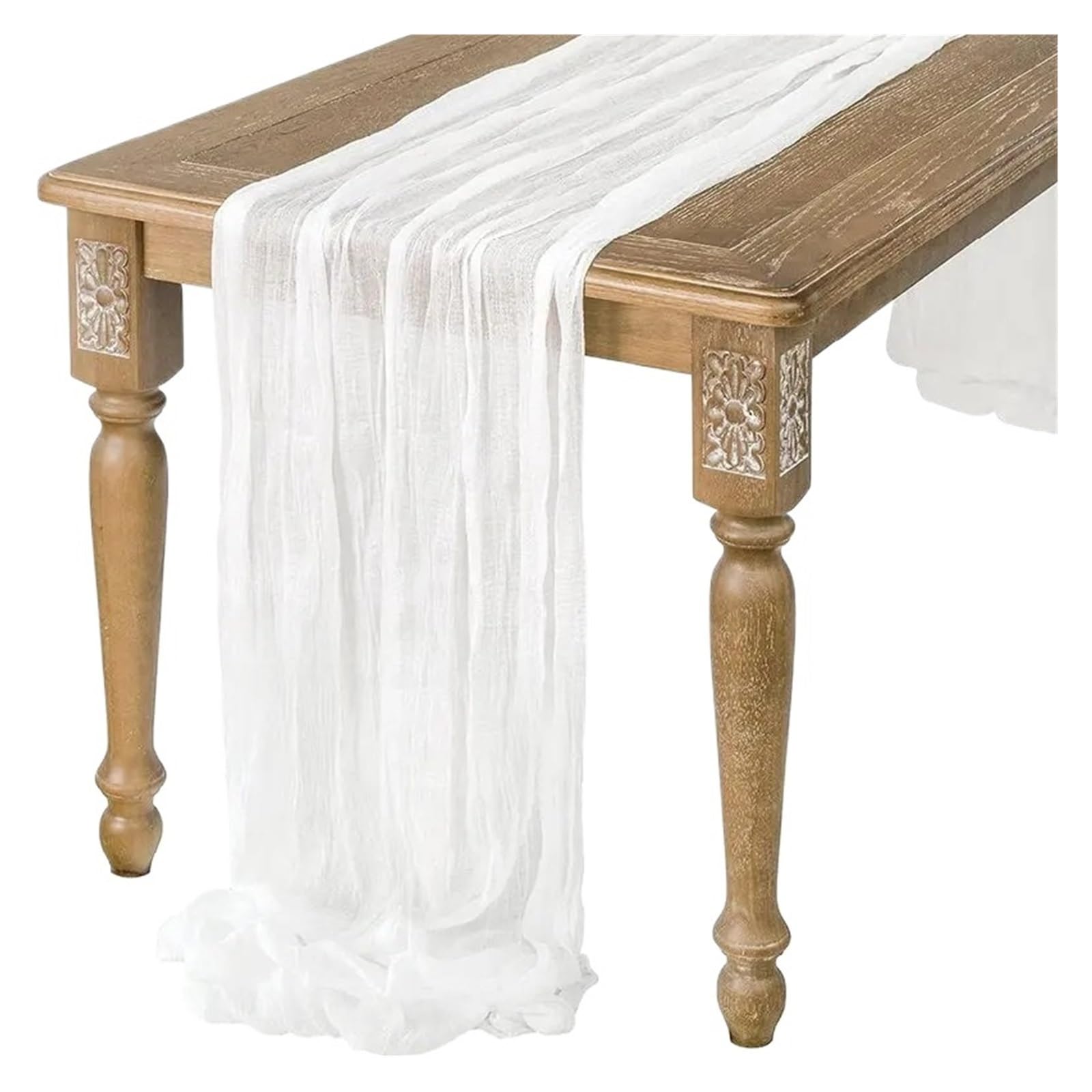 Chiffon Table Runner Table Runner Gauze Wedding Decoration Tablecloth Shower(White,90X180cm)
