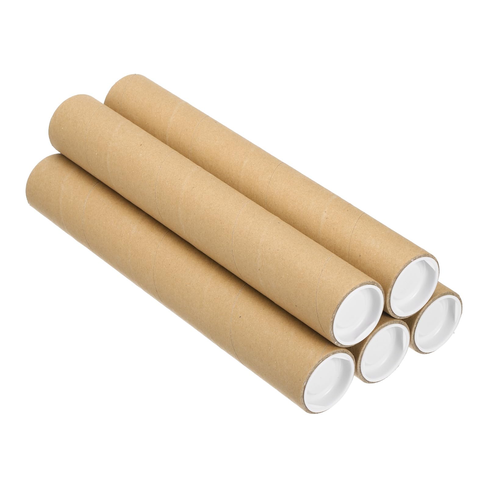 PATIKIL Postal Tube, (300 x 40mm, Brown) (5 Set) Kraft Mailing Tubes Poster Packaging Tube with Caps, Suit for - Shipping Storing Protecting Posters/Artwork Documents/Blueprint