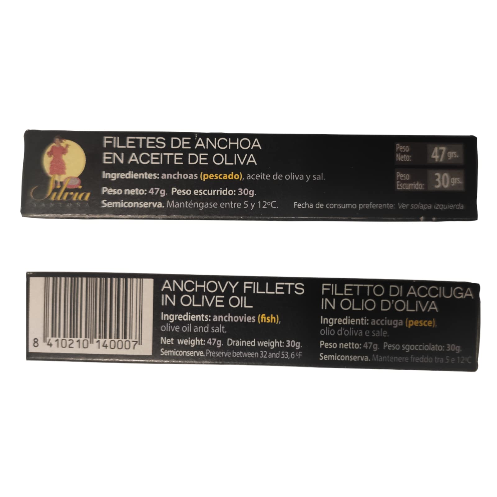 10 Confezioni di Filetti di Acciughe del mar Cantabrico 47g Silvia Conserva Seleccion