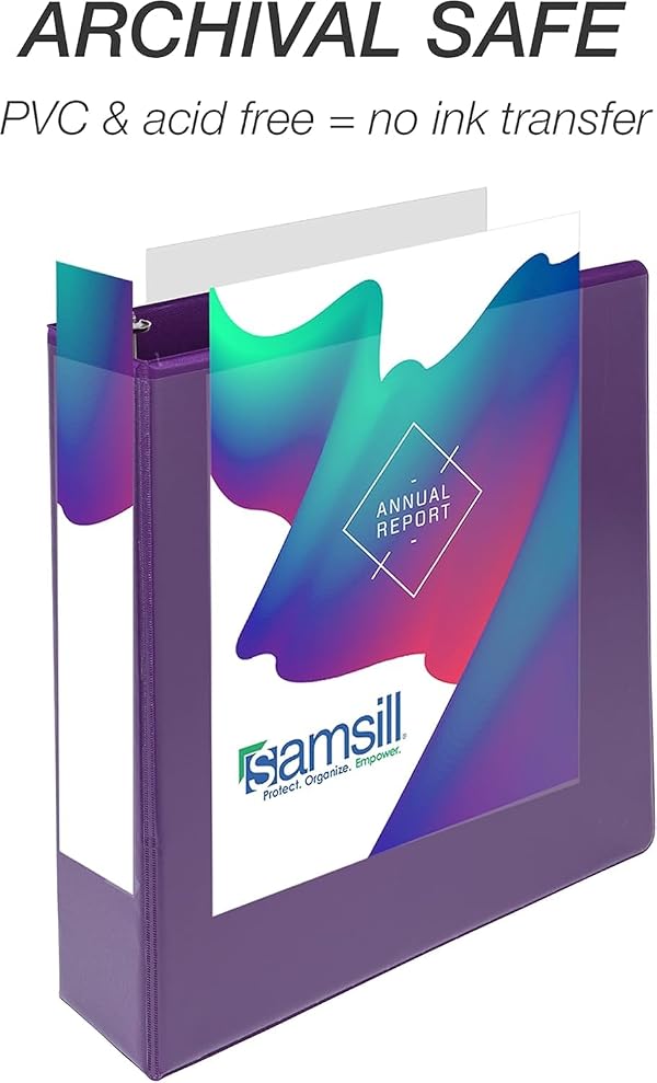 Samsill Durable 2 Inch Binder, D Ring Binder, Customizable Clear View Cover, Purple, 12-Pack, Holds 475 Pages by Samsill - Image 5