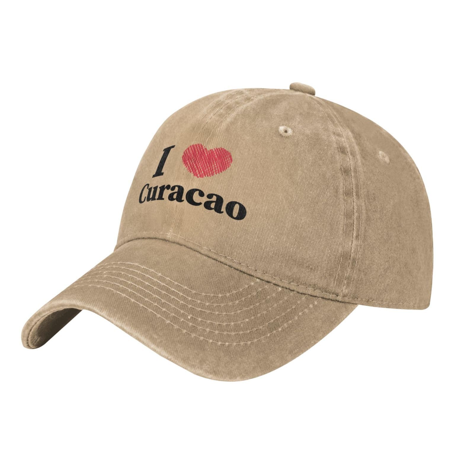 KWQDOZF I Love Curacao Baseball Cap Women Men Baseball Caps Vintage Cowboy Hat Dad Hats Natural