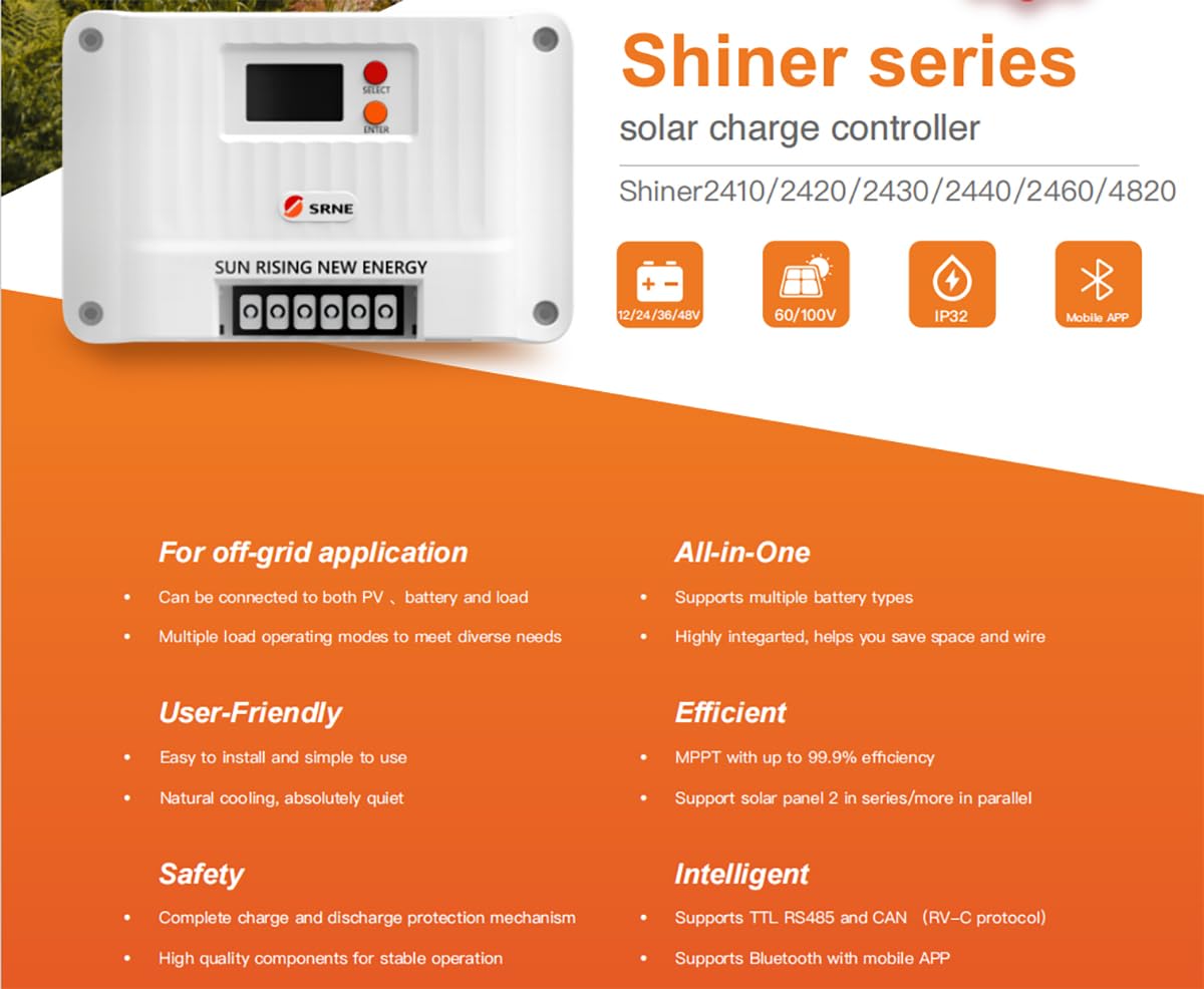 Amazon.com : SRNE Shiner Series 12V/24V 20A MPPT Solar Charge 