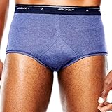 Jockey Men's Cotton Full-Rise Brief 4-Pack Blue Stripe/Red/Black Stripe/Black 34