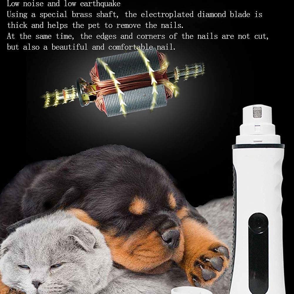 Conjunto de molinillo de uñas para mascotas - molinillo de uñas de perro eléctrico ultra silencioso, mascota profesional de 2 velocidades de 2 velocidades recortadoras de clavo de cuidado de cla