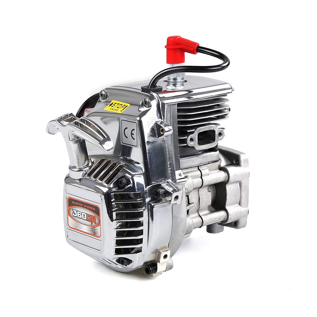 deguojilvxingshe ROFUN POWER 36cc Single-cylinder Two-stroke Gasoline Engine Double-ring Four-point Fixed Easy-start Engine for 1/5 RC Gasoline Model Car - BAJA Chrome Plated Appearance Type