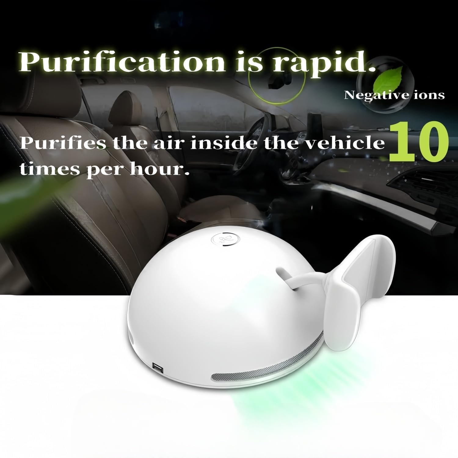 negative ion portable air purifier for car,desk,travel,and office with phone holder design,effectively purify dust,pollen,smoke,odors,PM 2.5 and pet danders (White)