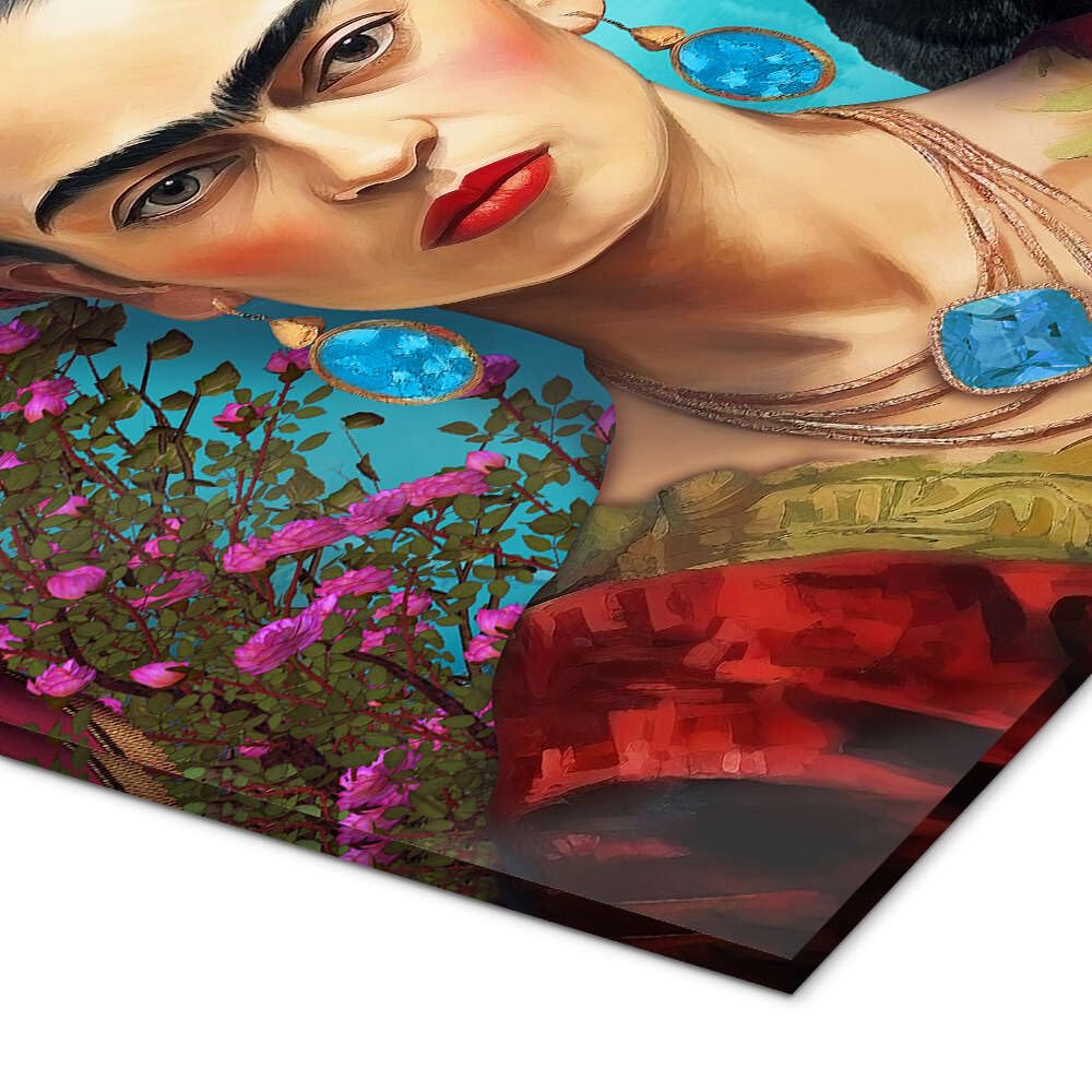 Posterlounge Frida Kahlo mit der Katze Acrylglasbild | 40 x 40 cm von Mark Ashkenazi Bunt Wandbilder Wanddeko