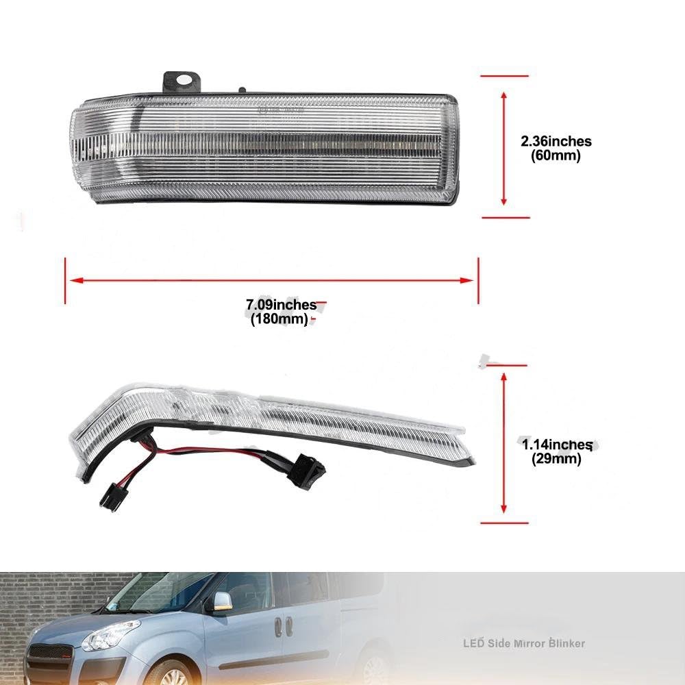 Indicatori Direzione Dinamica LED Specchio Laterale Indicatore Direzione Per FIAT Per DOBLO 2010-2012 2013 2014 2015 -2022 Specchietto Retrovisore Indicatore Lampeggiante Dinamico Indicatori Direzione