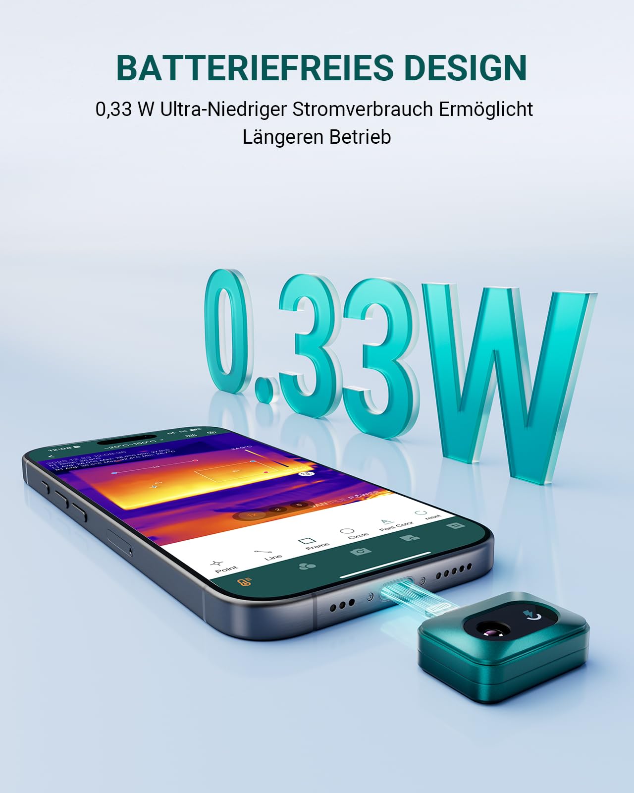 TS1 Wärmebildkamera Thermal für iOS iPhone iPad, Infrarotkamera Wärmebildkameras mit 512×384 Superauflösung Infrarot Kamera mit USB-C, -20°C bis 550°C, Haus-Inspektion 15x Zoom