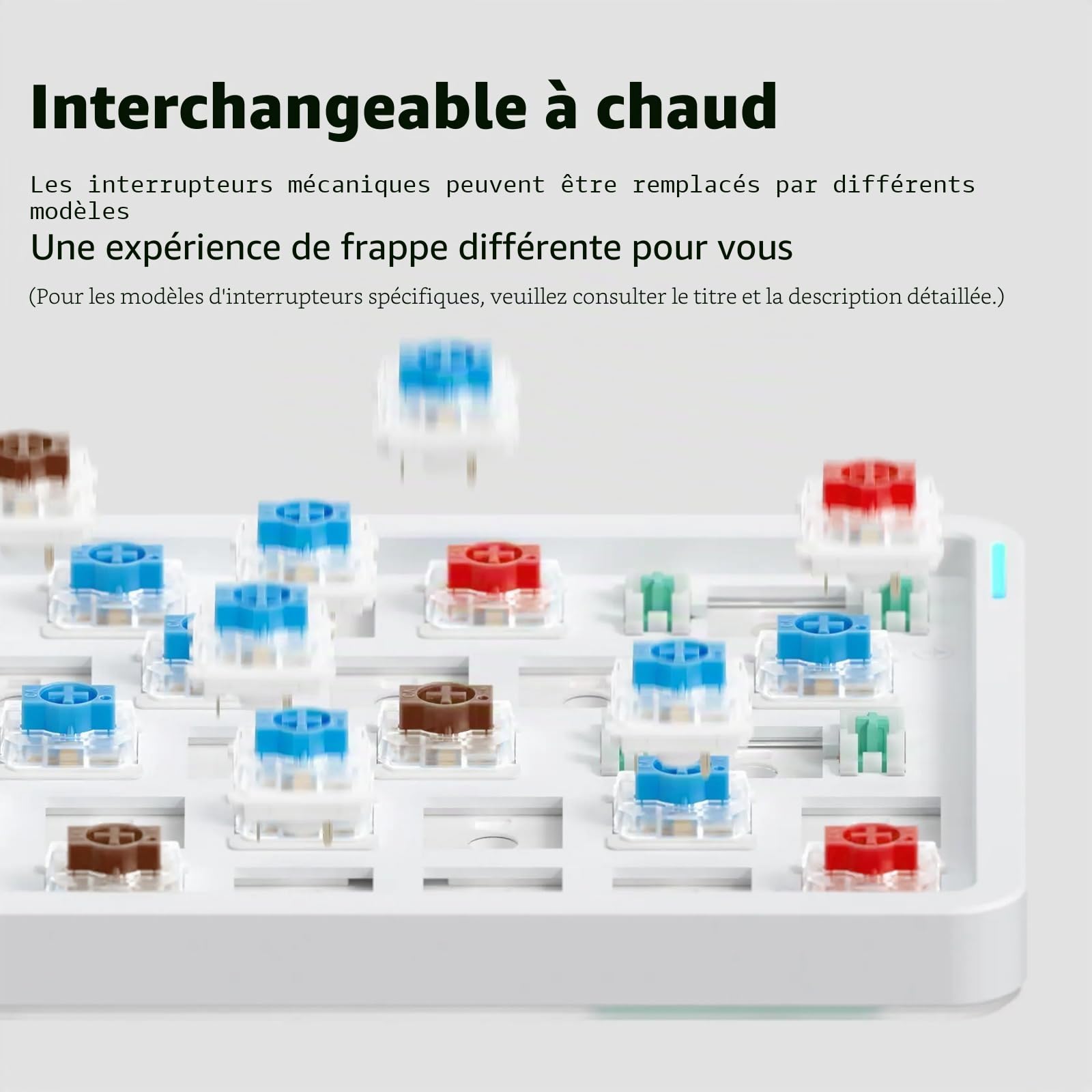 nuphy Air60 V2 Mini clavier mécanique portable sans fil avec éclairage, prise en charge QMK/VIA compatible avec Windows/Mac OS/Linux pour Bluetooth 5.1/2.4GHz/(USB-C)-Grey Gateron Moss Switch