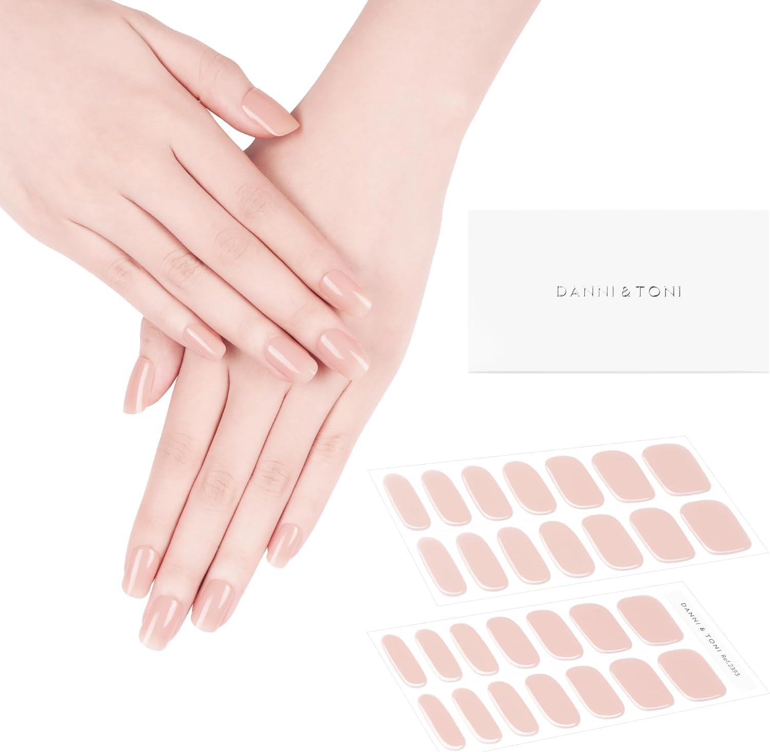 Cazuela Semi Cured Gel Nail Strips - Pink Semi Cured Nail Wraps - Soft Self-Adhesive Gel Nail Stickers with 16PCS Nail File Stick - Long Lasting French Tip Stickers (03 Light Lilac)