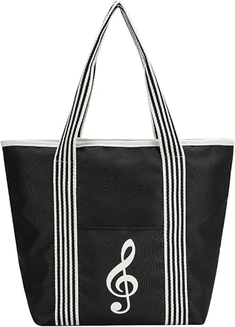 KingPoint Music Tote Handbag Shoulder Shopping Bag Reusable Multipurpose Musical Note Bag
