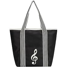 KingPoint Music Tote Handbag Shoulder Shopping Bag Reusable Multipurpose Musical Note Bag