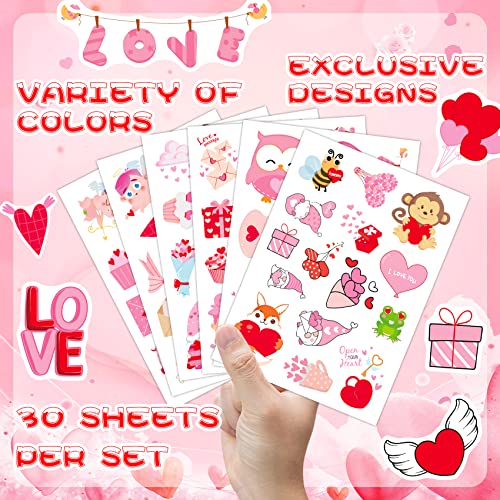 Adesivos de Dia dos Namorados com 30 folhas de adesivos de amor para scrapbooking I Love You Adesivo