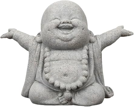 Buddha Sandstone Statues Zen Monk Buddha Statue Praying Monk Sandstone Figurine Ornaments for Indoor Meditation Rooms,Bonsai Micro Landscape Decor Fish Tank Aquarium Decoration Laughing Buddha