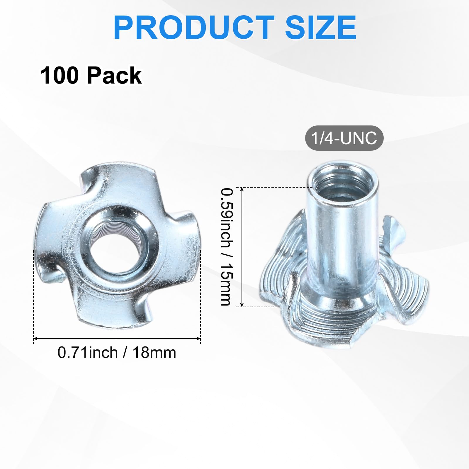 M METERXITY 100-Pack 1/4-UNC T-nut - Image 3