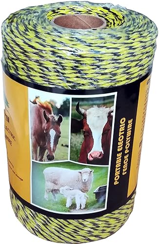 Farmerry Valla eléctrica portátil con 6 conductores, amarillo y negro, 656 pies, 656.2ft