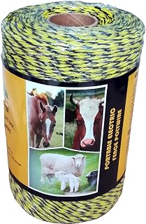 Farmerry Portable Electric Fence Polywire with 6 Conductors, Yellow and Black, 656 Feet, 200 Meters